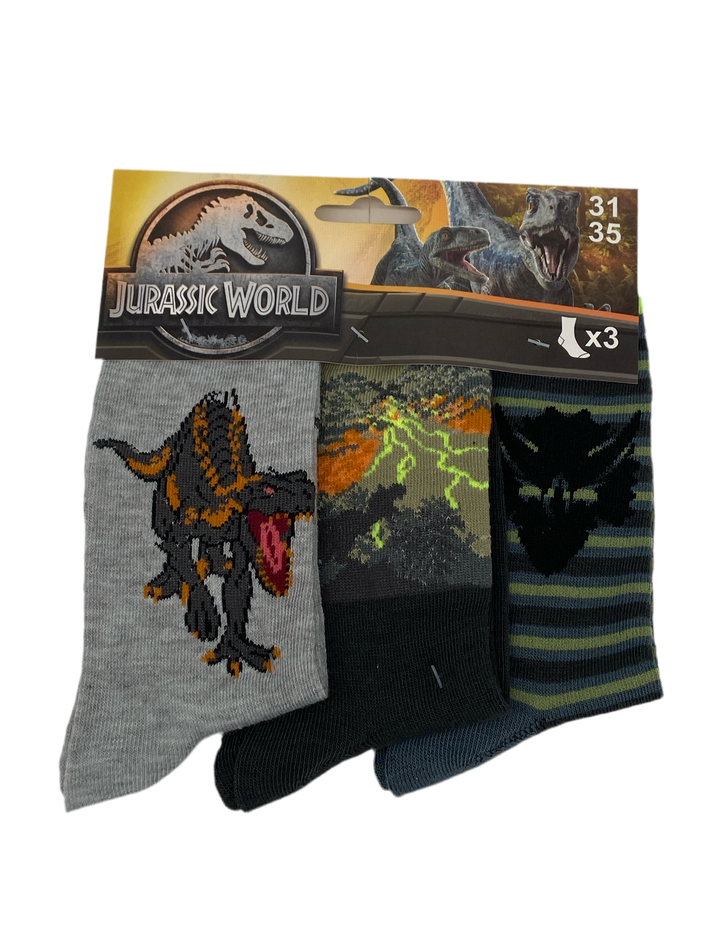 Jurassic World Kindersocken 3er Pack Original - Frau Socke