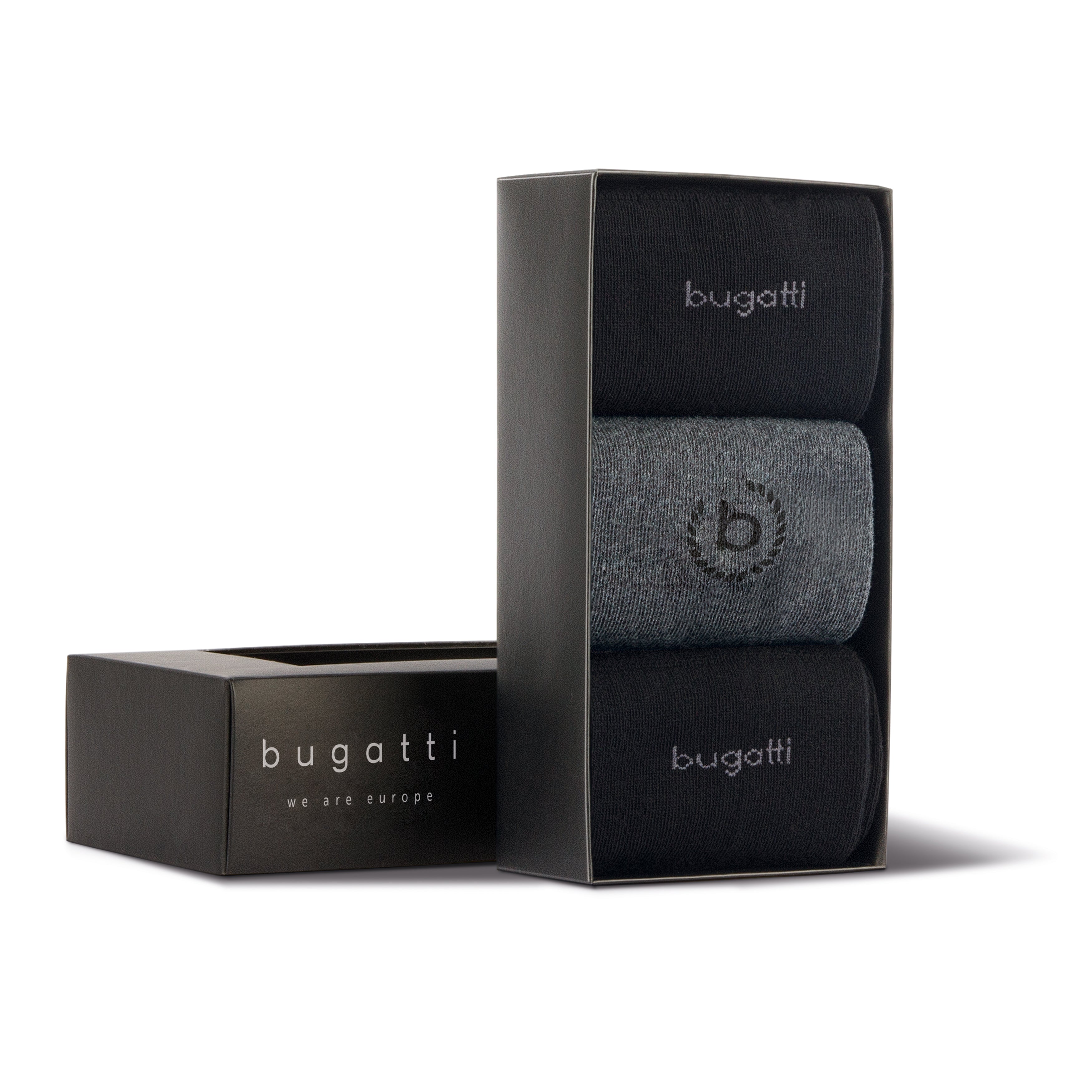 bugatti Socken 3er Herren Socken GeschenkBox Anzugsocken schwarz - Frau Socke