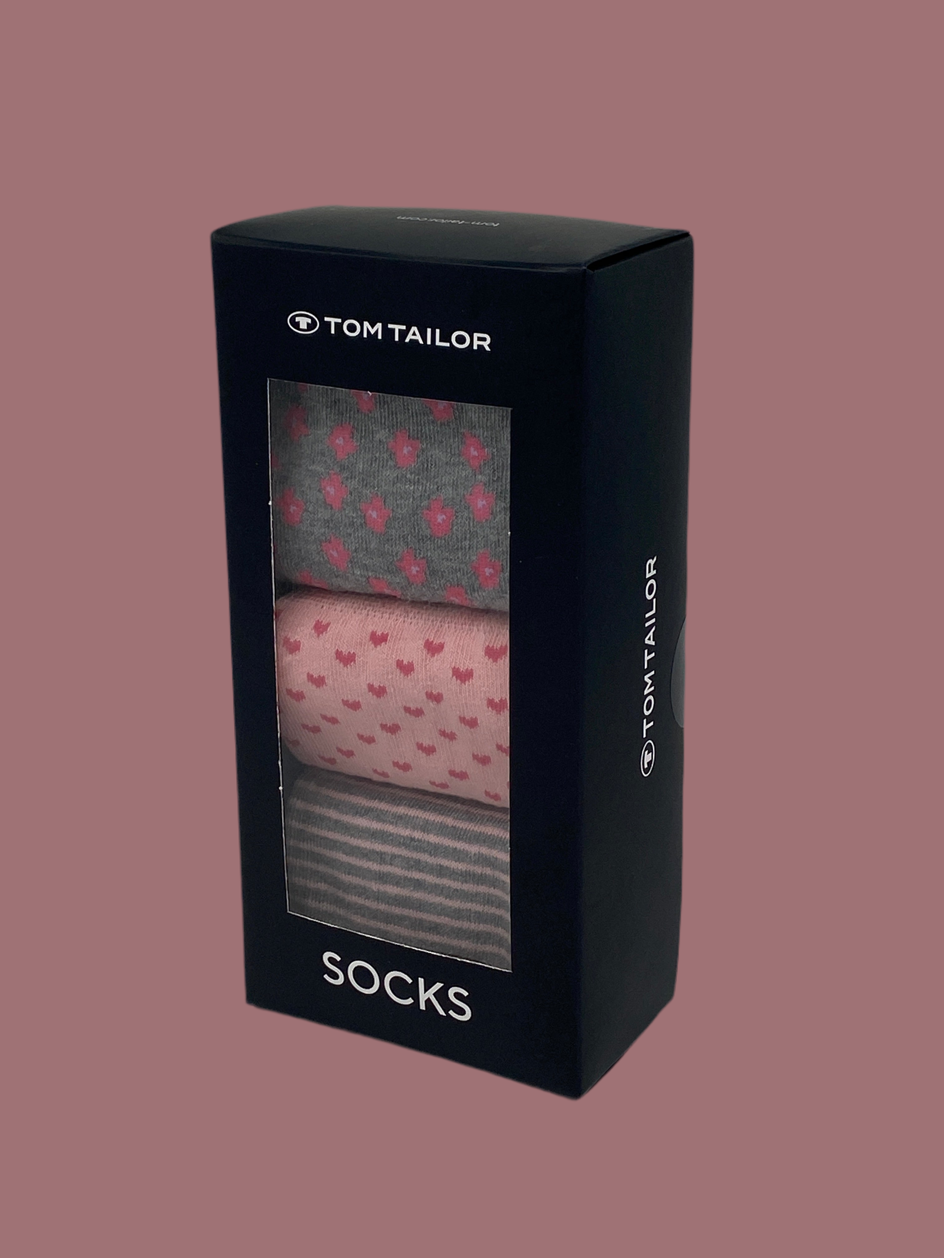 Tom Tailor Damen Socken 3er GeschenkBox Herzen - Frau Socke