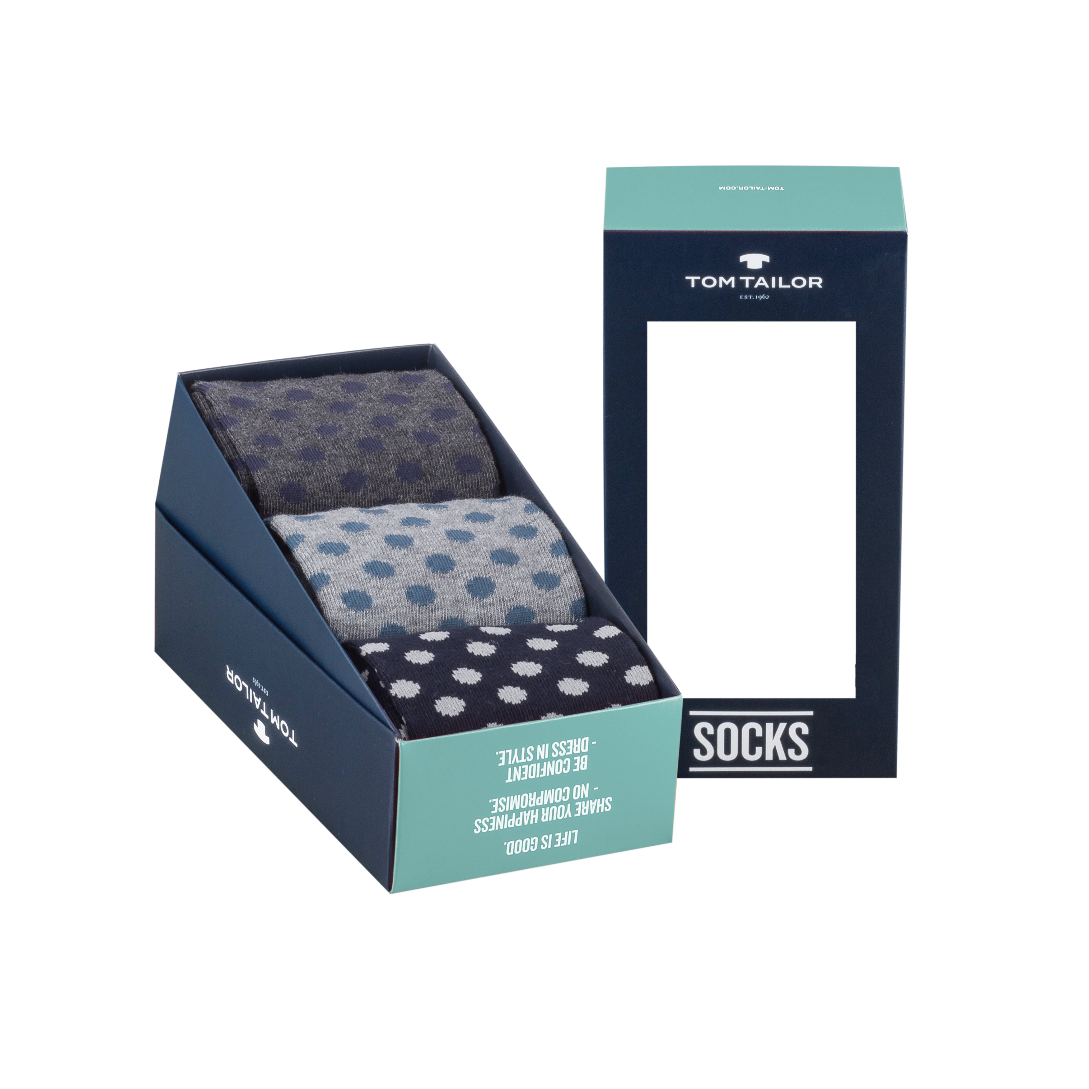 Tom Tailor Herren Socken 3er Box grau gepunktet - Frau Socke