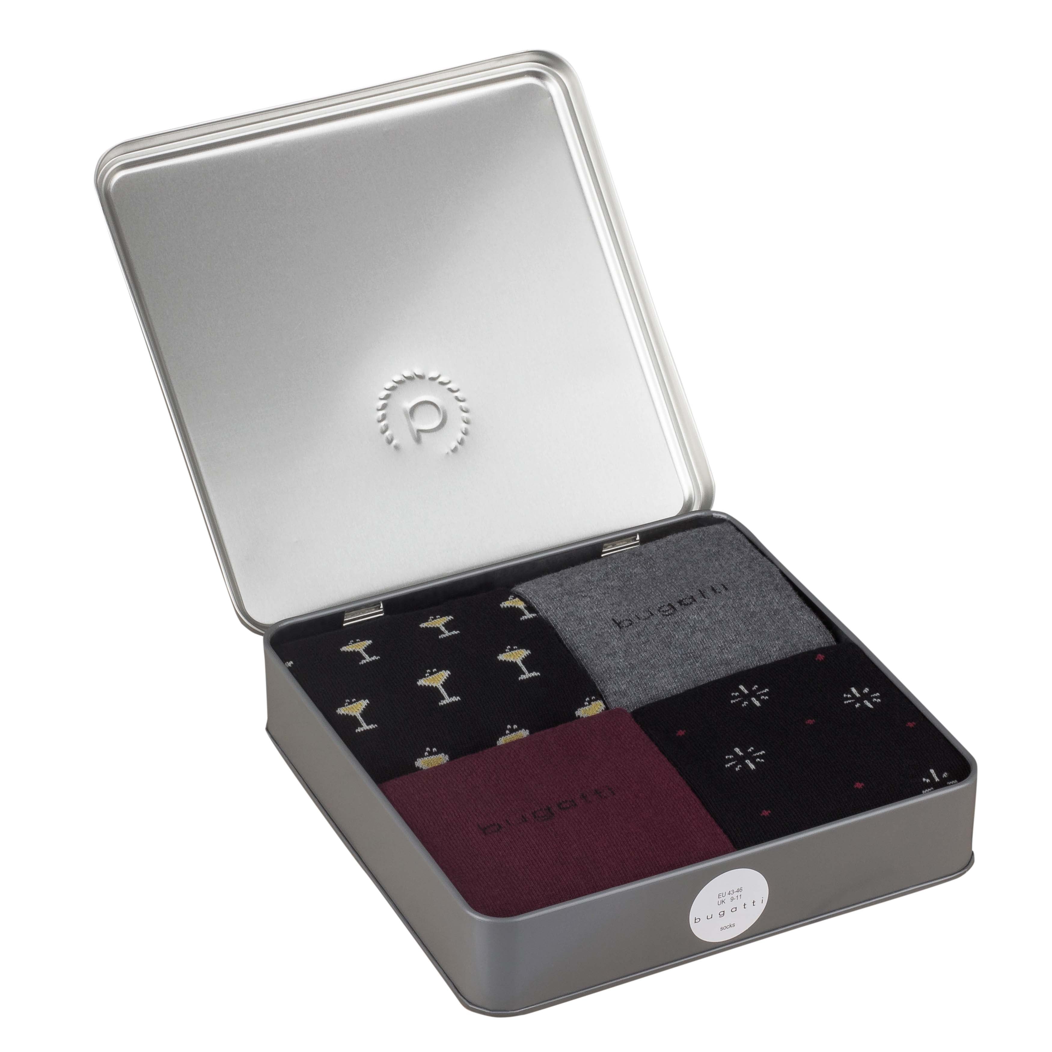 bugatti Socken 4er Herren Socken Metallbox Party Champus - Frau Socke