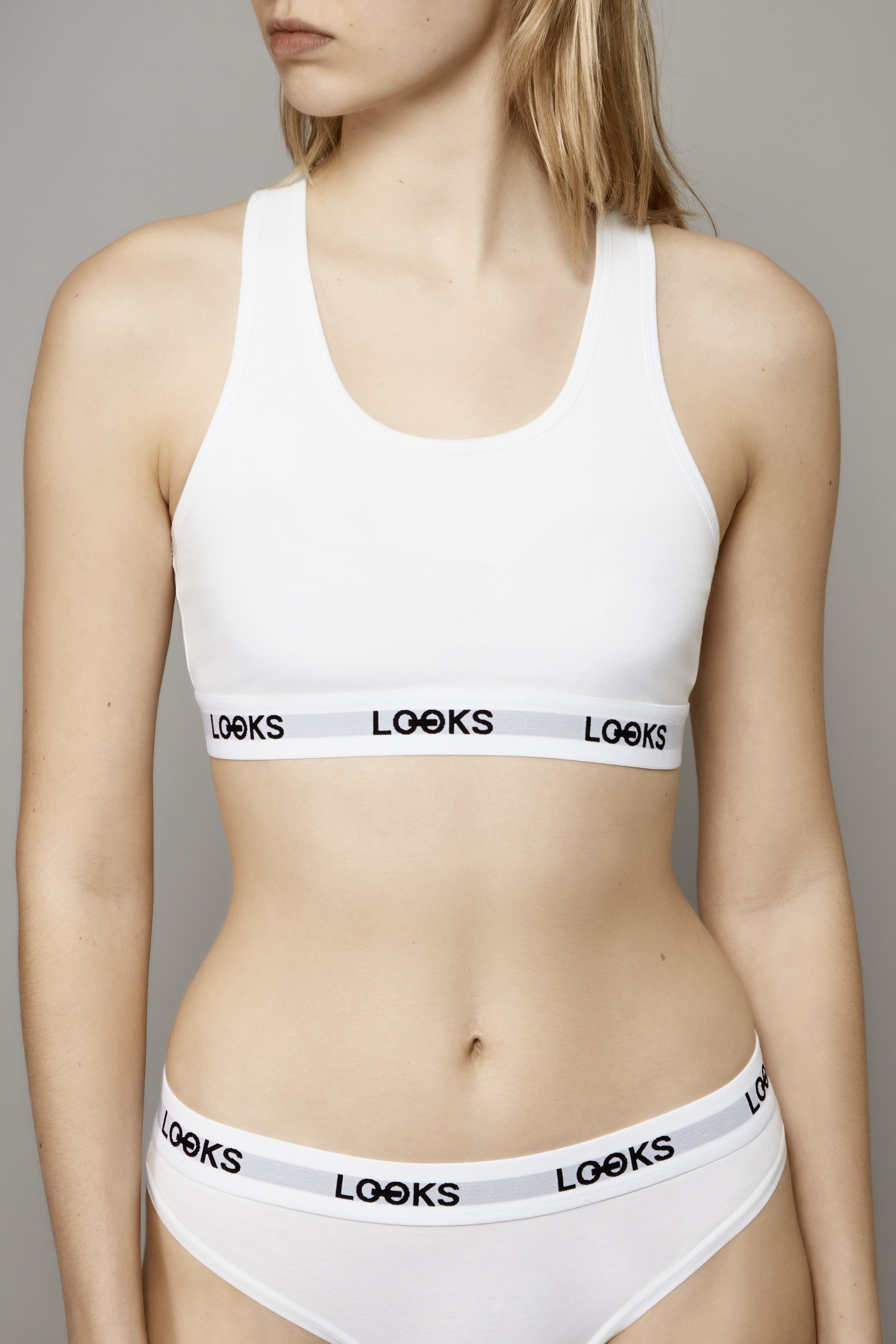 LOOKS Bustier BH Damen Sport weiß - Frau Socke