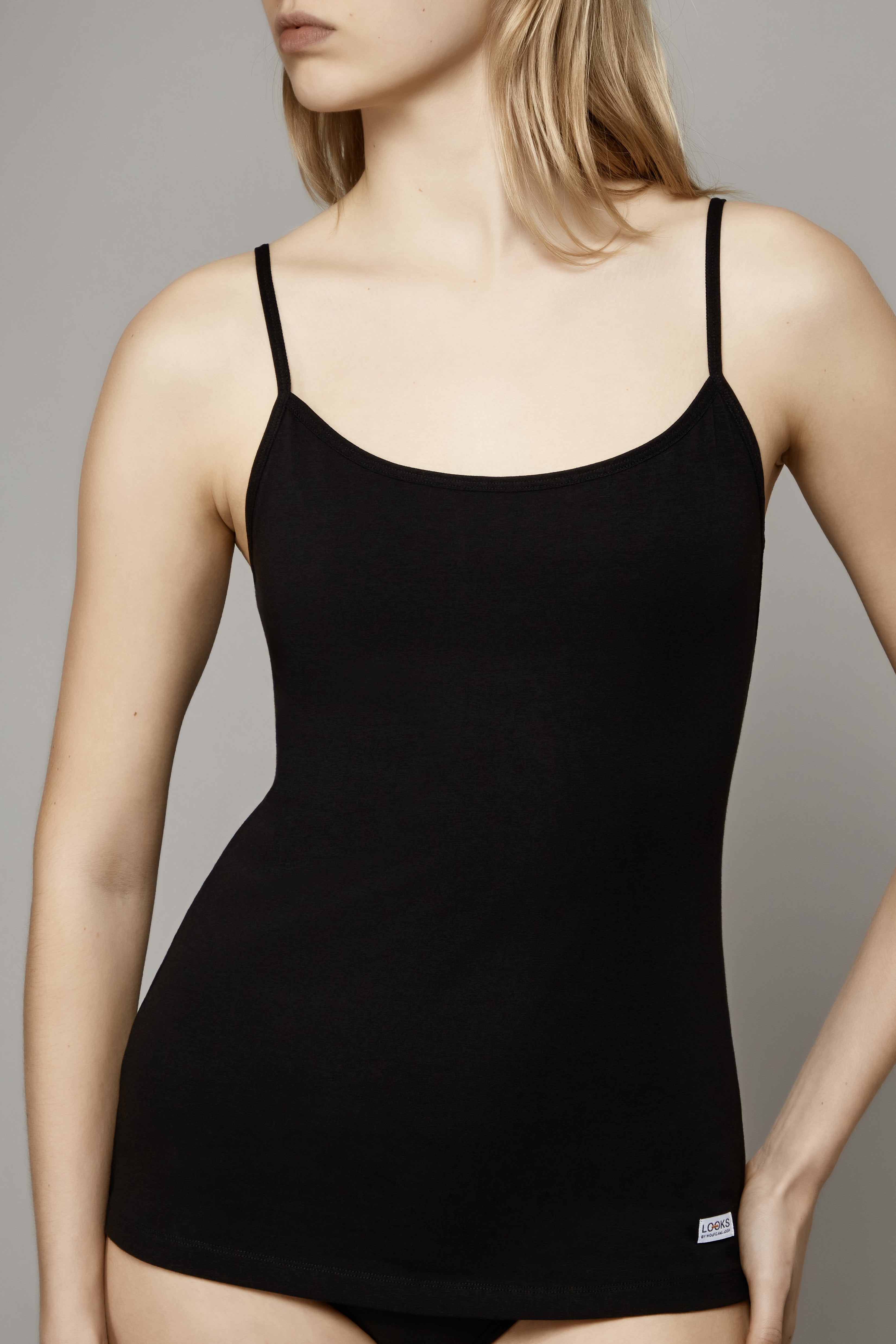 LOOKS Spaghetti Top Damen schwarz - Frau Socke