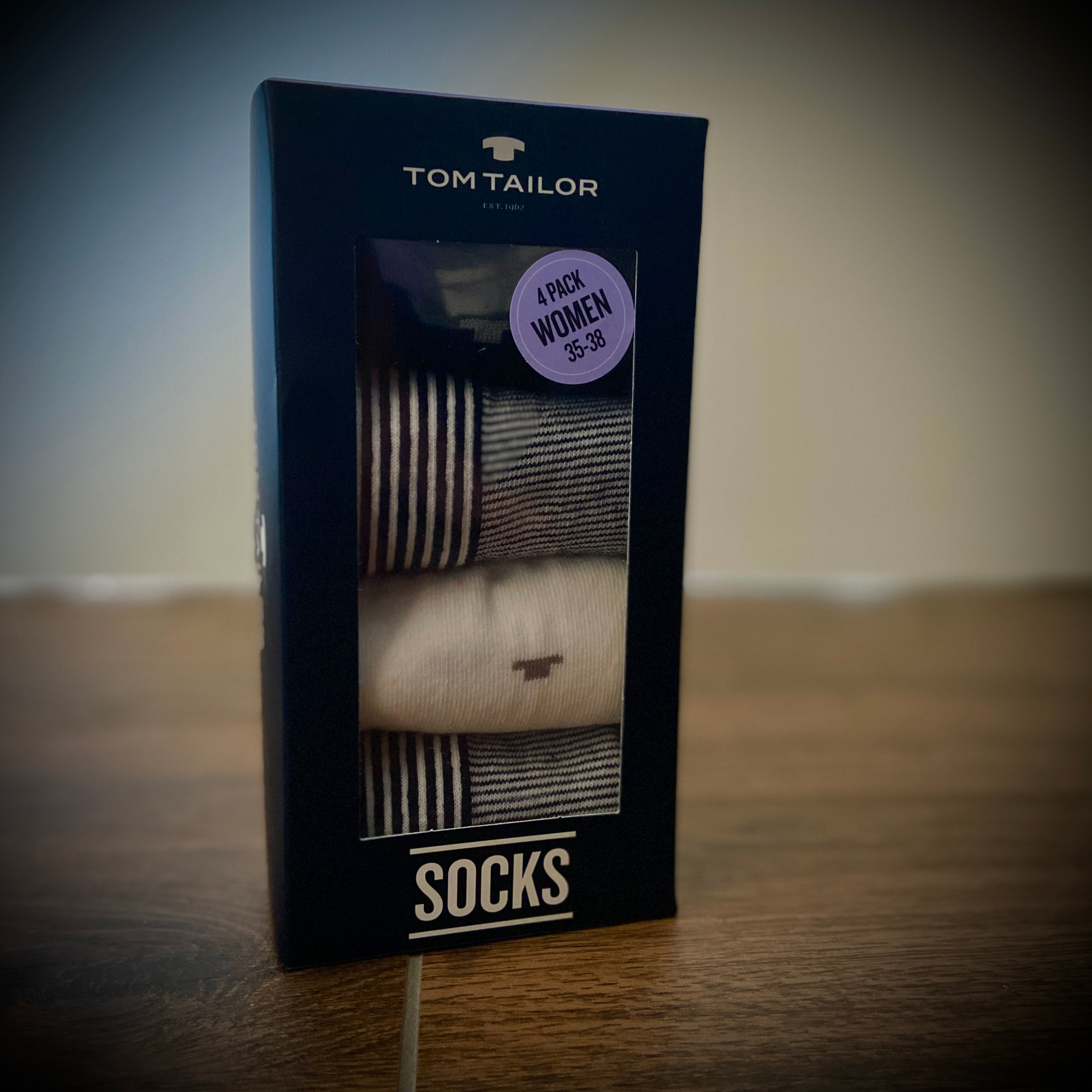 Tom Tailor Damen Socken 4er Box weiß schwarz gestreift - Frau Socke