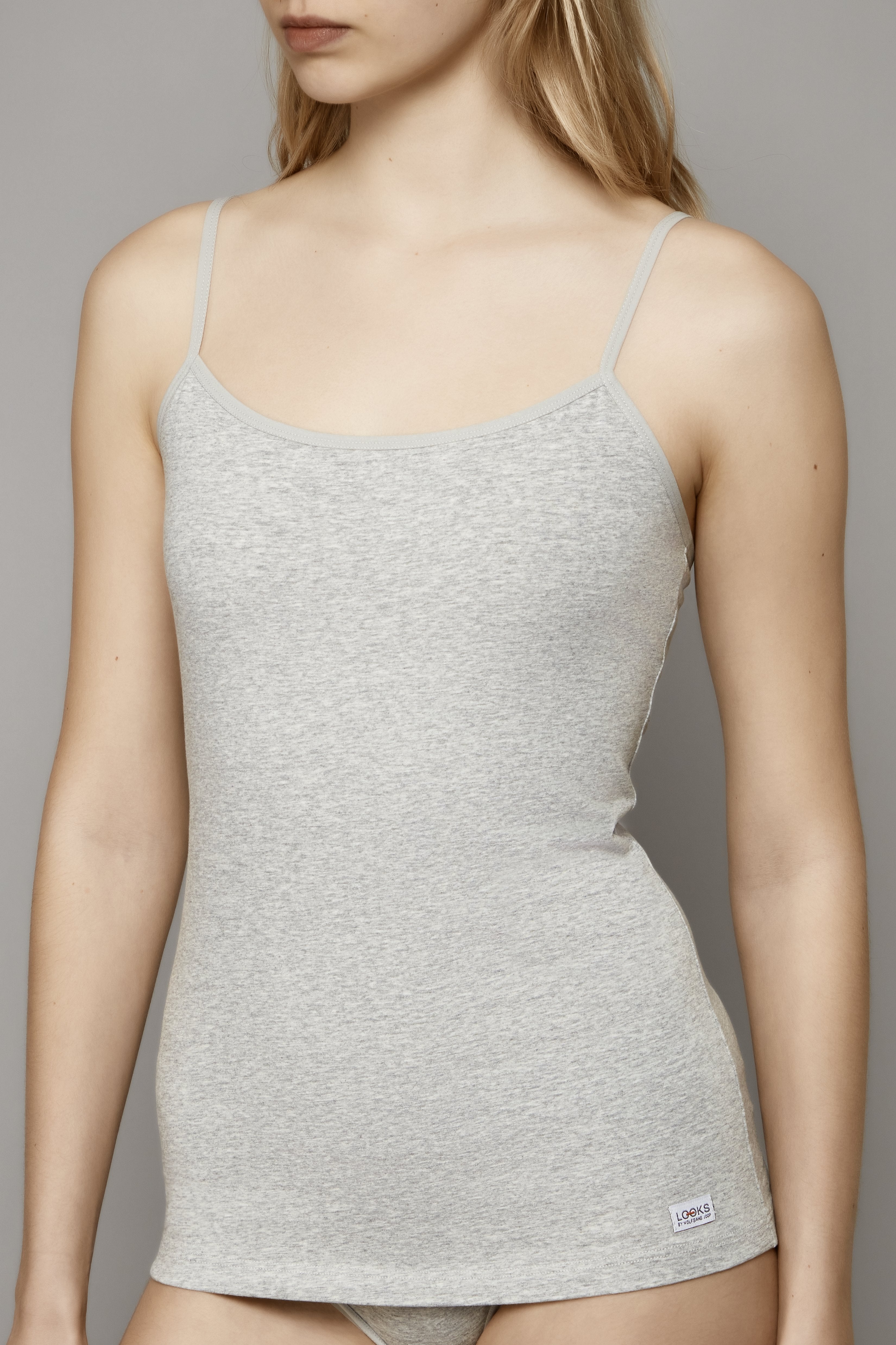 LOOKS Spaghetti Top Damen grau Doppelpack