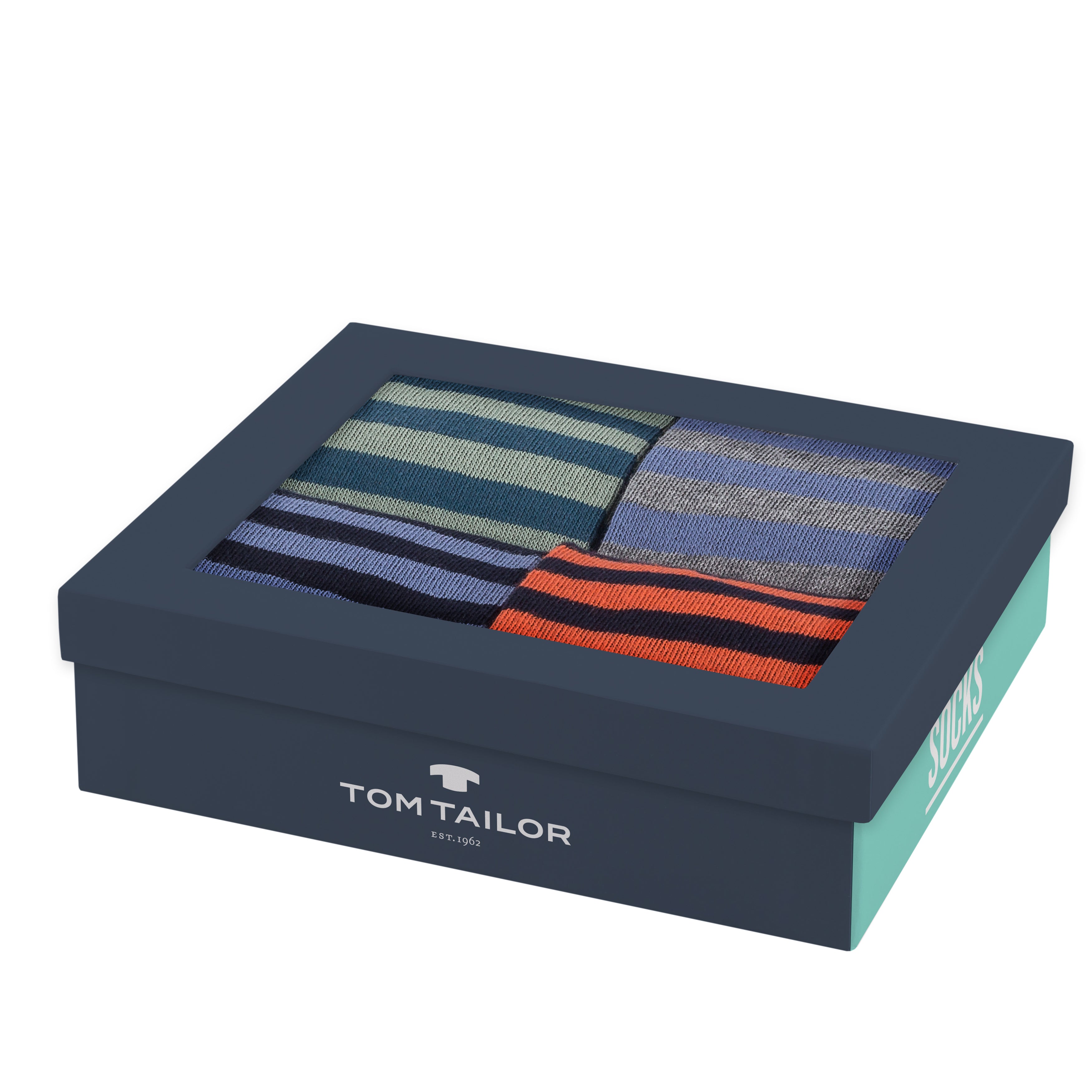 Tom Tailor Herren Socken 4er Box blau gestreift 90221X - Frau Socke